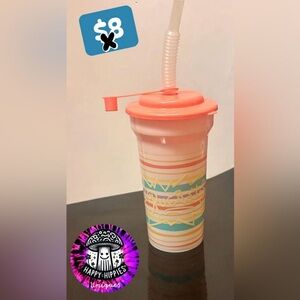Colorful Striped Kids Rugrats Cup with Straw and Lid